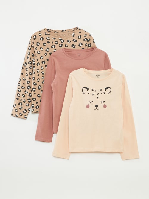 Lote de 3 t-shirts de manga comprida e gola redonda - Kiabi