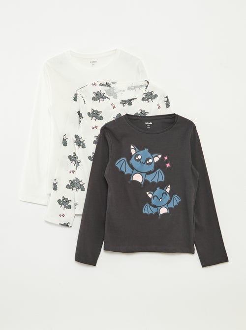 Lote de 3 t-shirts de manga comprida e gola redonda - Kiabi