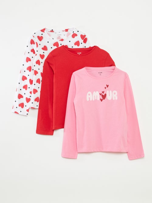 Lote de 3 t-shirts de manga comprida e gola redonda - Kiabi