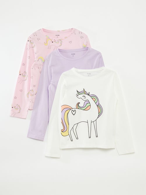 Lote de 3 t-shirts de manga comprida e gola redonda - Kiabi