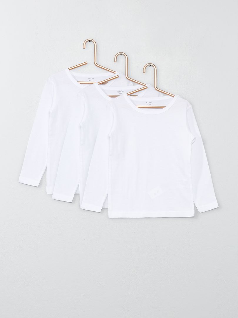 Lote de 3 t-shirts de manga comprida em algodão Branco - Kiabi