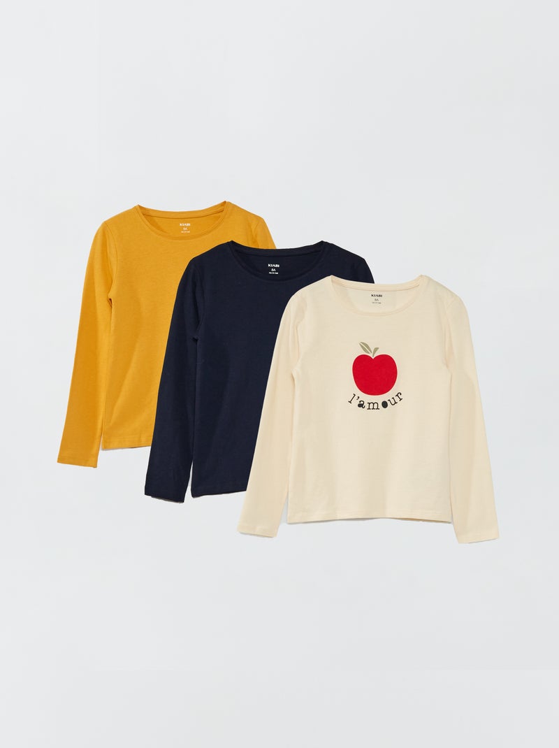 Lote de 3 t-shirts de manga comprida lisas BEGE - Kiabi