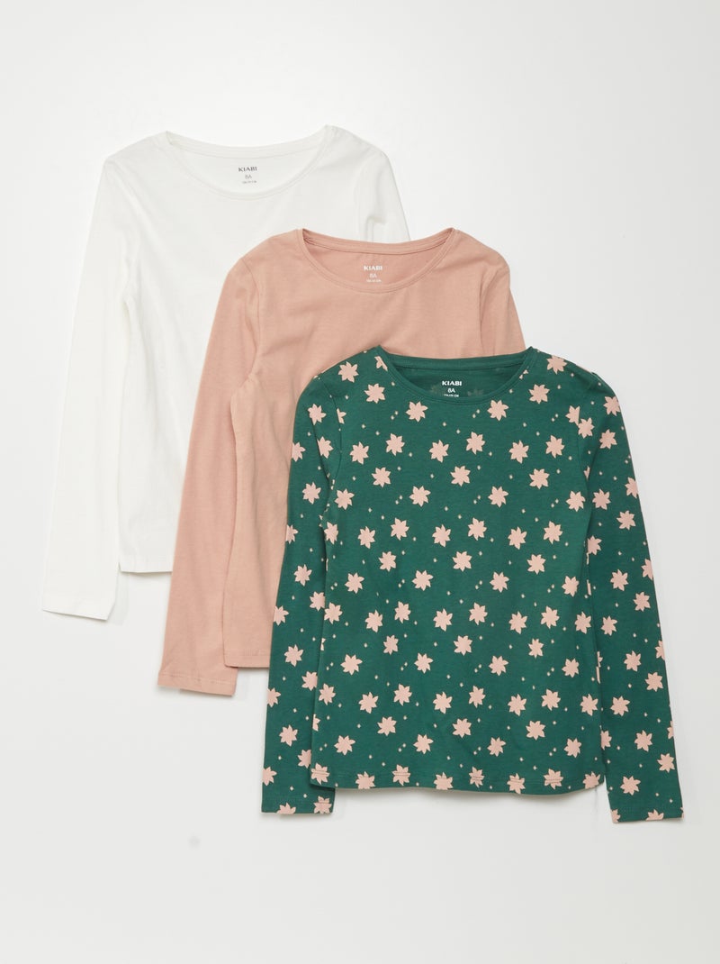 Lote de 3 t-shirts de manga comprida VERDE - Kiabi