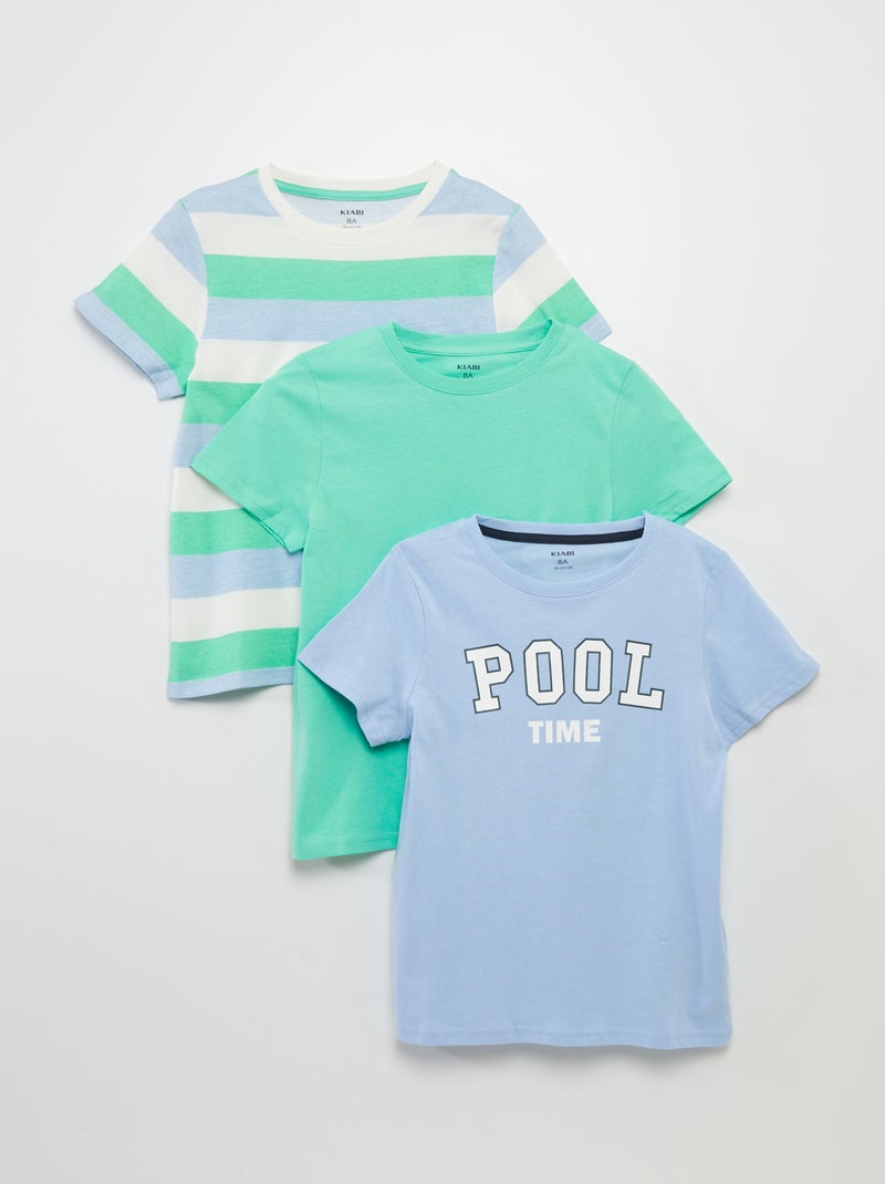 Lote de 3 t-shirts de manga curta AZUL - Kiabi