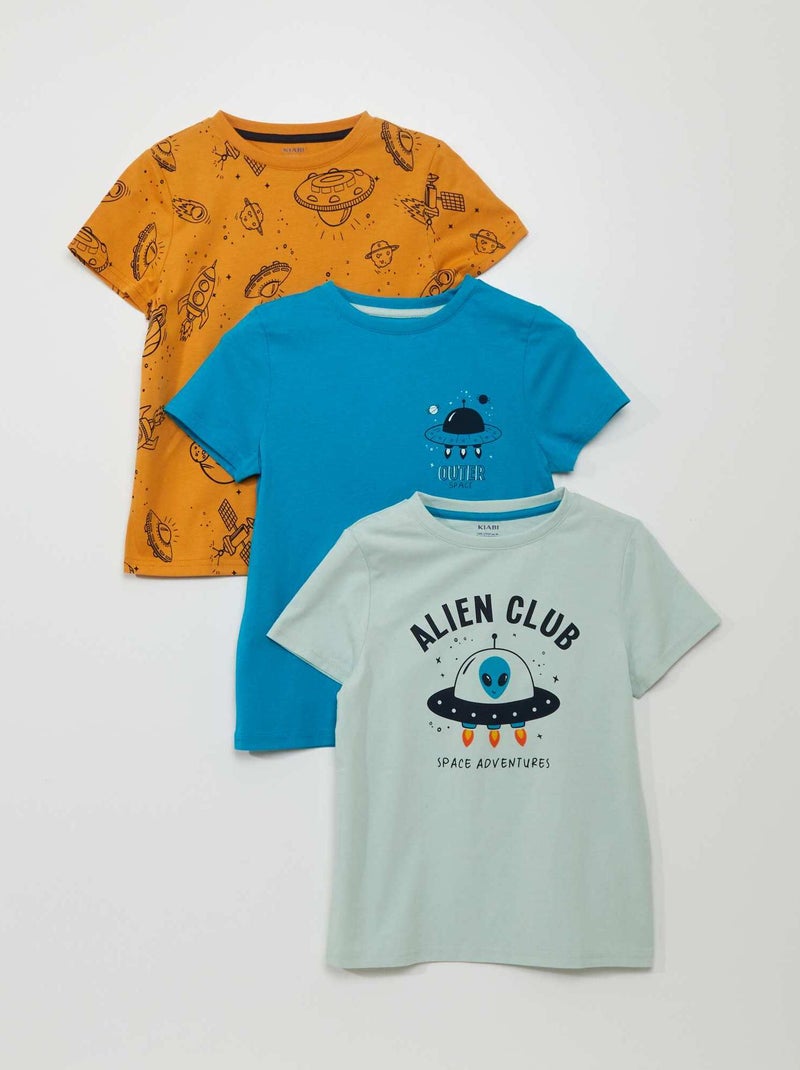 Lote de 3 t-shirts em jersey AZUL - Kiabi