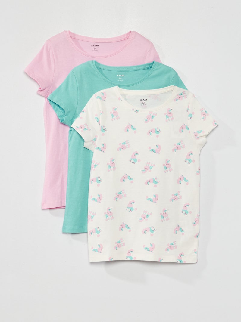 Lote de 3 t-shirts em jersey de gola redonda BRANCO - Kiabi