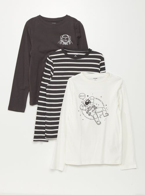 Lote de 3 t-shirts em jersey de manga comprida - Kiabi