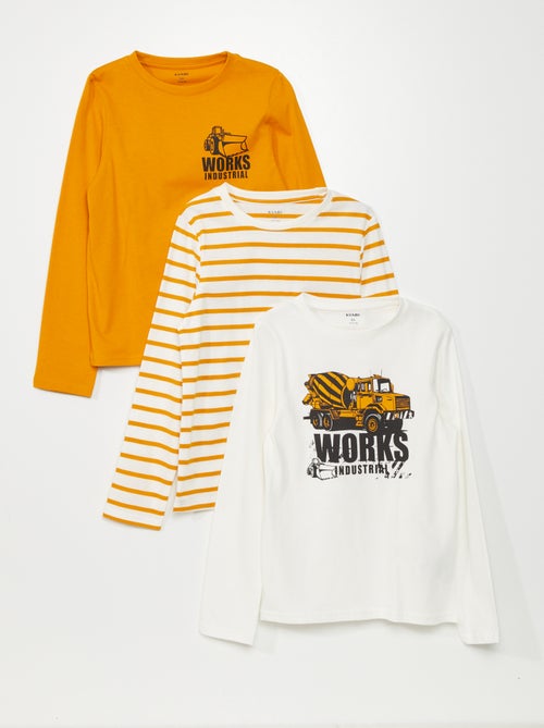Lote de 3 t-shirts em jersey de manga comprida - Kiabi
