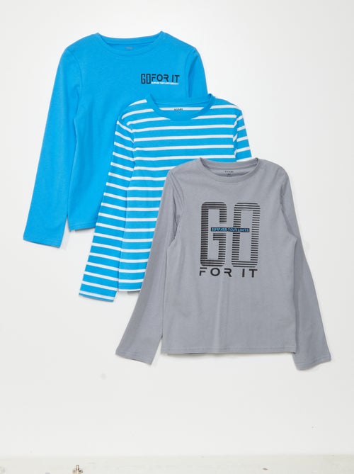 Lote de 3 t-shirts em jersey de manga comprida - Kiabi