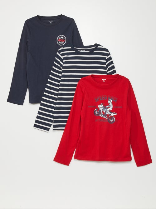 Lote de 3 t-shirts em jersey de manga comprida - Kiabi