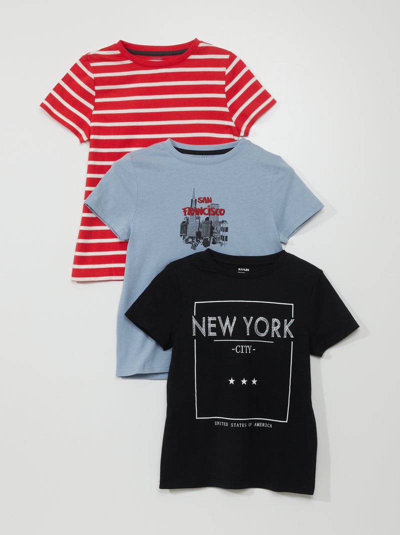 Lote de 3 t-shirts em jersey PRETO - Kiabi