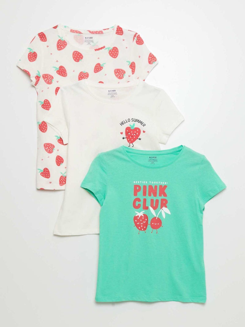 Lote de 3 t-shirts estampadas BRANCO - Kiabi