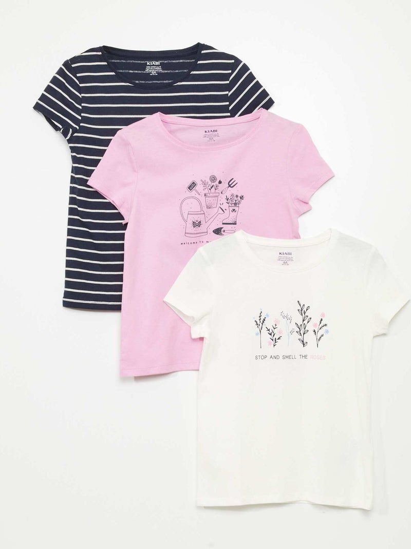 Lote de 3 t-shirts estampadas BRANCO - Kiabi