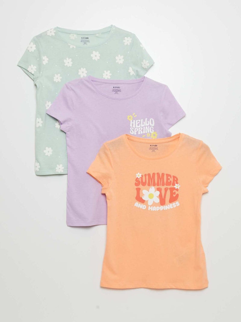Lote de 3 t-shirts estampadas LARANJA - Kiabi