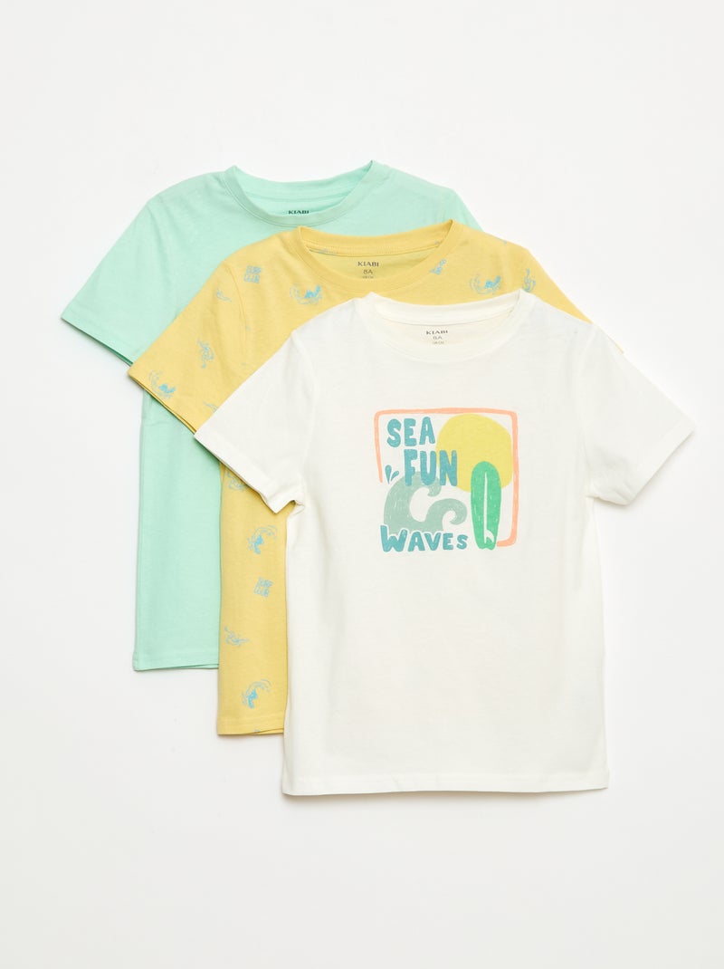 Lote de 3 t-shirts estilo 'surf' Branco - Kiabi