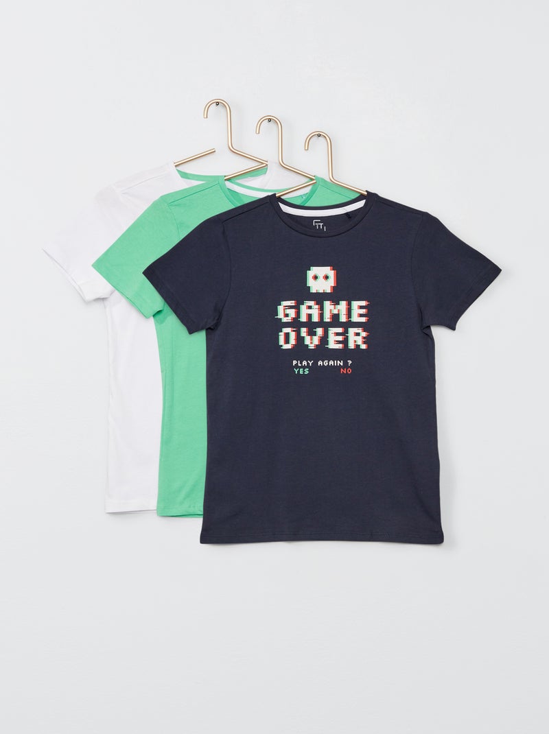 Lote de 3 t-shirts 'gaming' BRANCO - Kiabi
