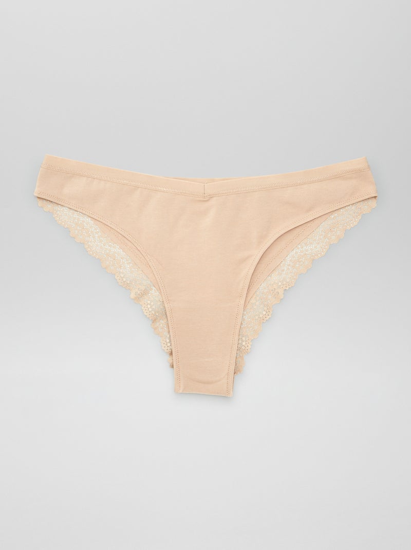 Lote de 3 tangas de grávida com renda BEGE - Kiabi