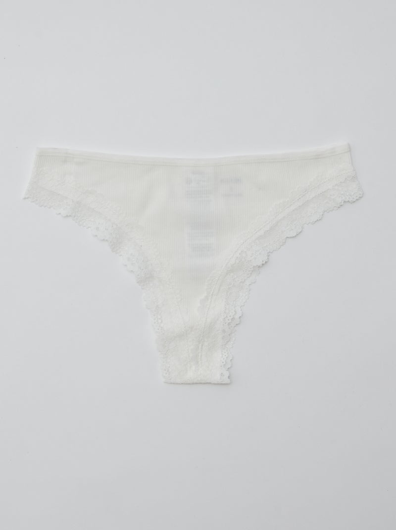 Lote de 3 tangas de malha nervurada CINZA - Kiabi