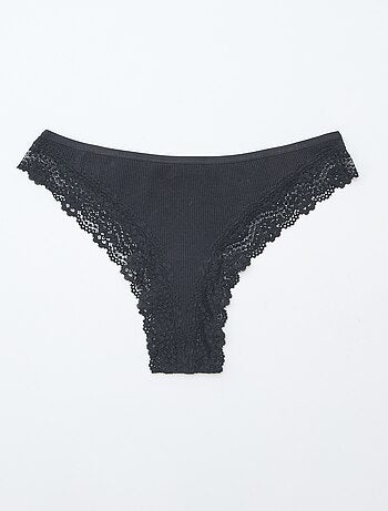 Lote de 3 tangas de malha nervurada