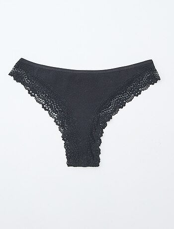 Lote de 3 tangas de malha nervurada