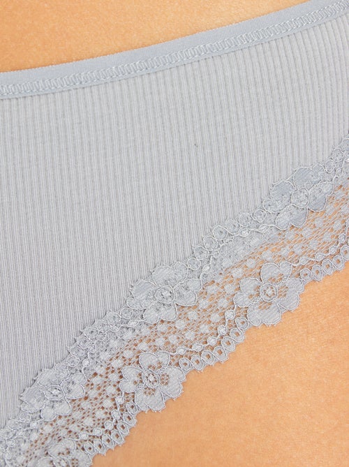 Lote de 3 tangas de malha nervurada - Kiabi