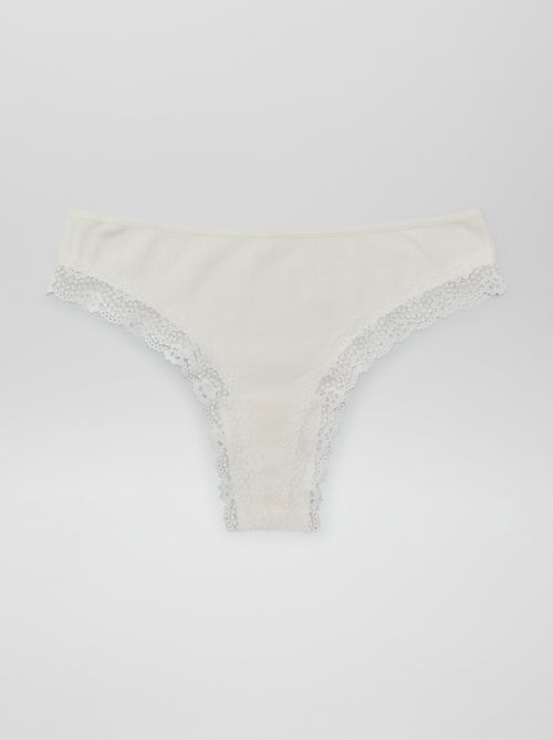 Lote de 3 tangas de malha nervurada - Kiabi