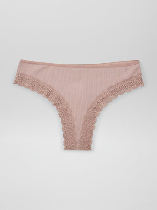 Lote de 3 tangas de malha nervurada - Kiabi