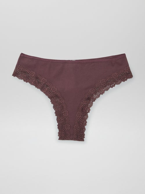 Lote de 3 tangas de malha nervurada - Kiabi