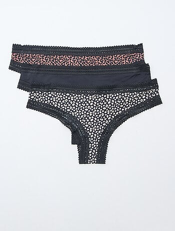 Lote de 3 tangas de microfibra estampadas