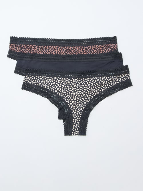 Lote de 3 tangas de microfibra estampadas - Kiabi