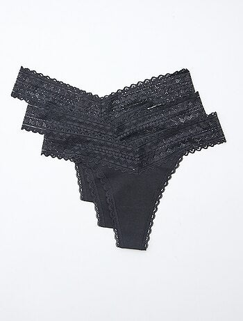 Lote de 3 tangas em algodão e renda