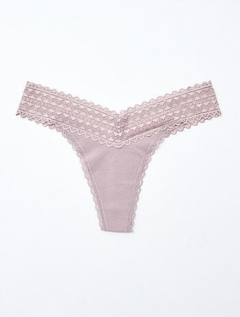 Lote de 3 tangas em algodão e renda