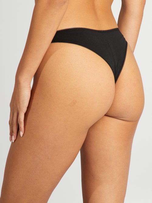 Lote de 3 tangas em algodão - Kiabi