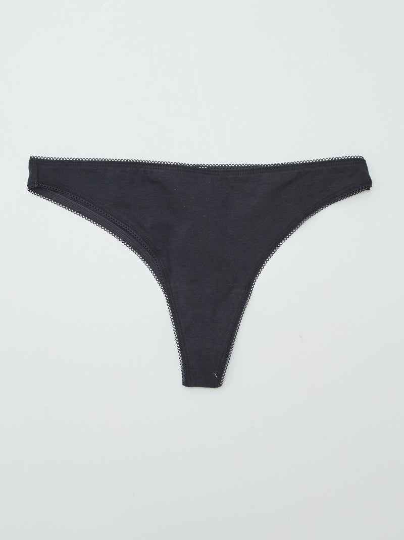 Lote de 3 tangas em algodão Preto - Kiabi