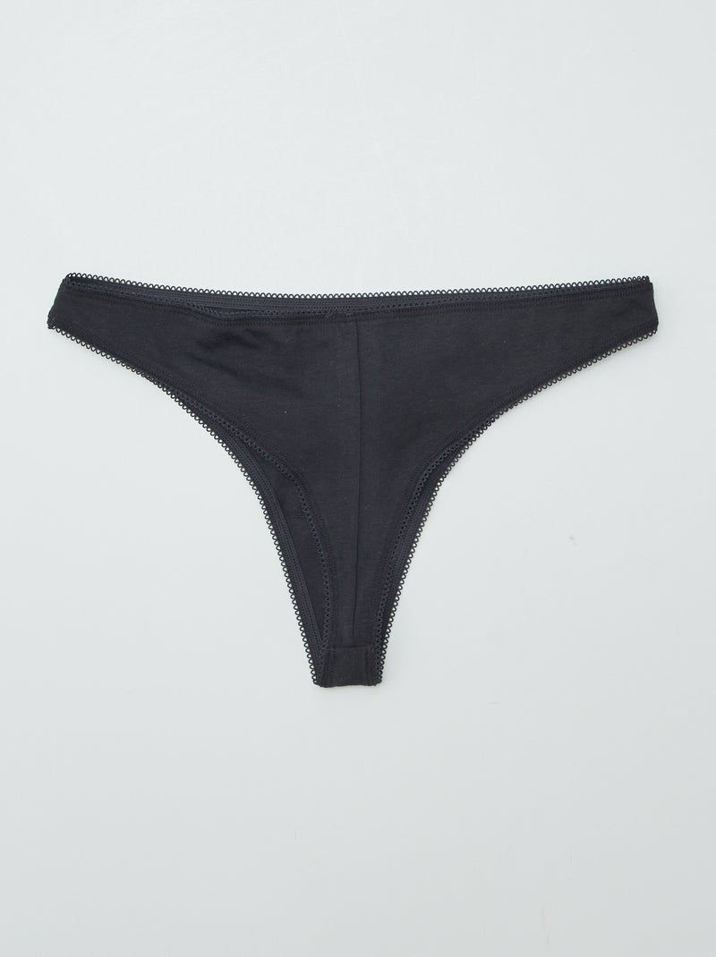 Lote de 3 tangas em algodão Preto - Kiabi