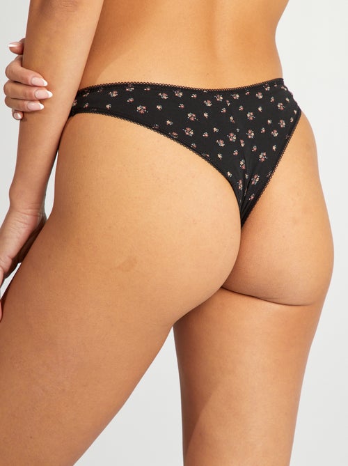 Lote de 3 tangas em algodão - Kiabi