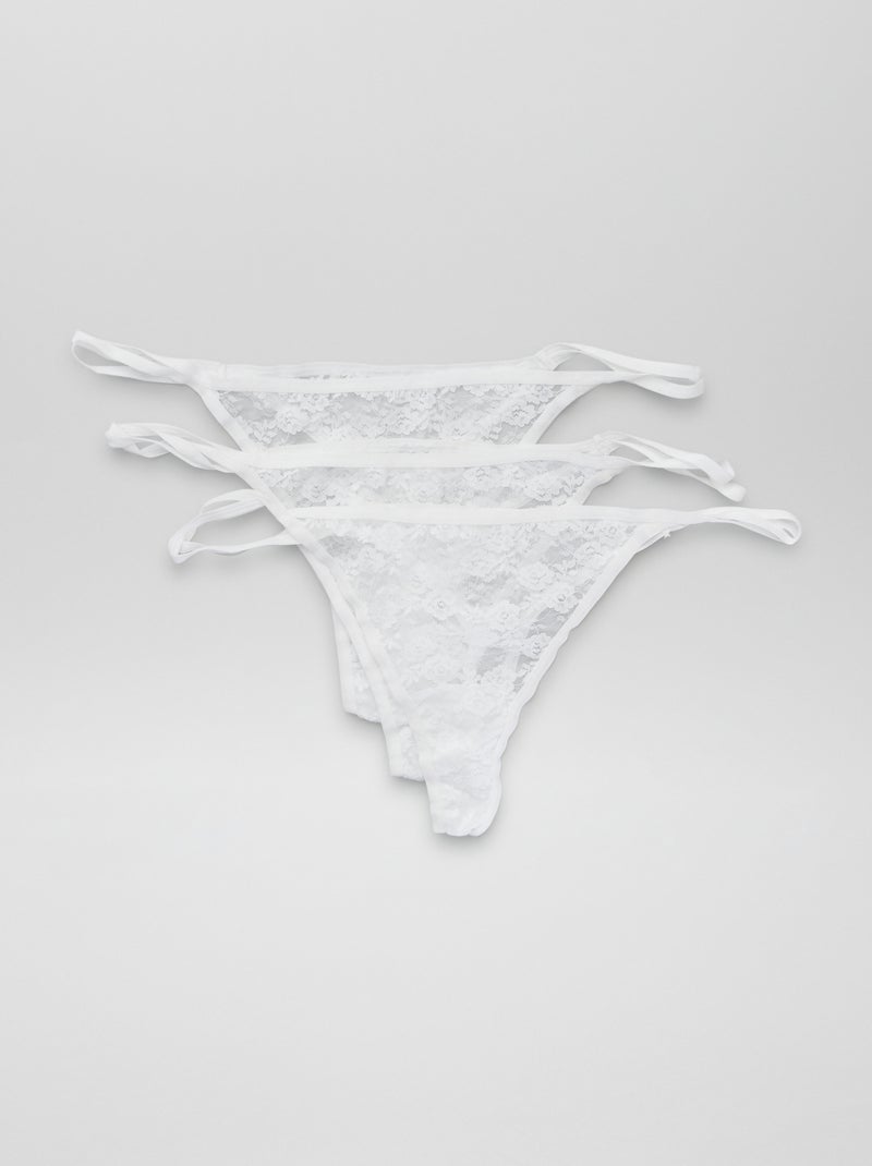 Lote de 3 tangas em renda Branco - Kiabi