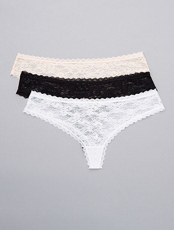 Lote de 3 tangas em renda - Kiabi