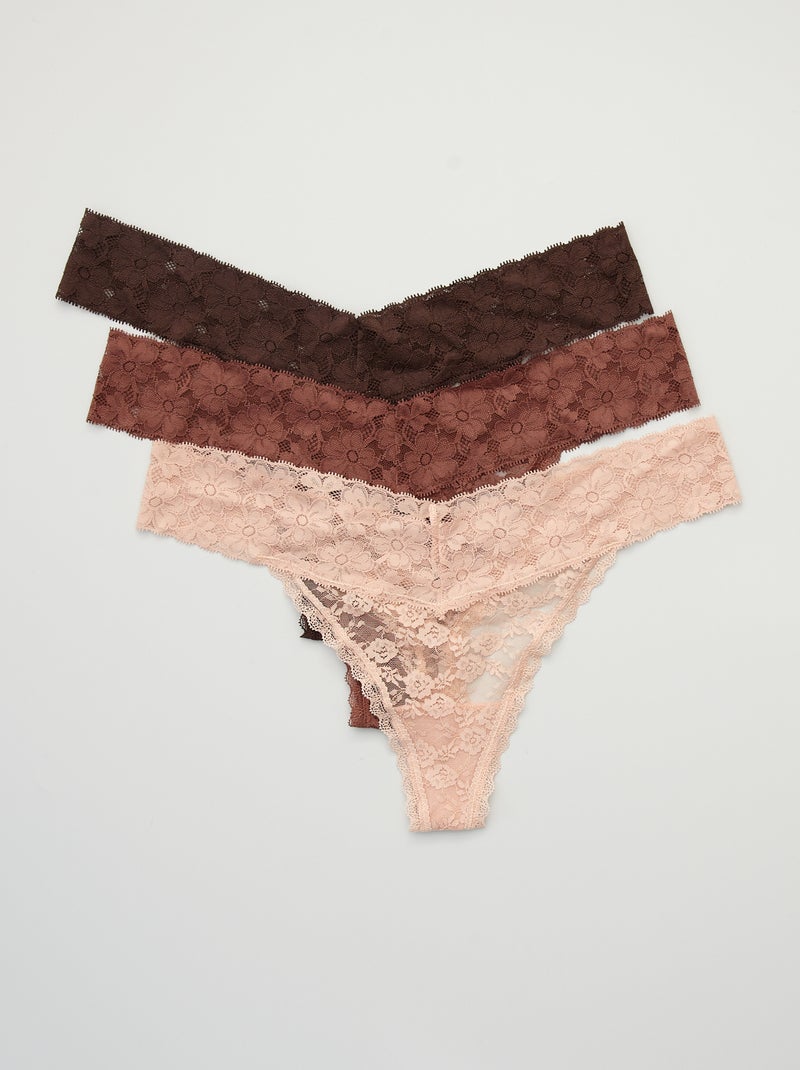 Lote de 3 tangas em renda ROSA - Kiabi