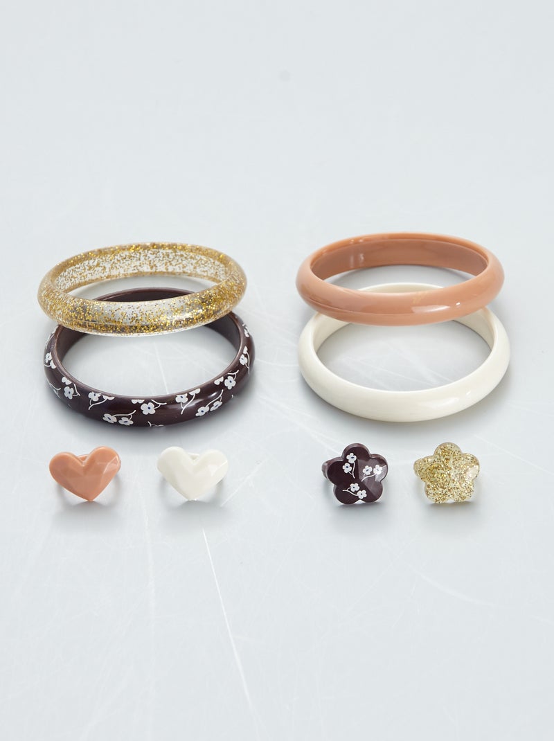 Lote de 4 anéis e 4 pulseiras Multicor - Kiabi