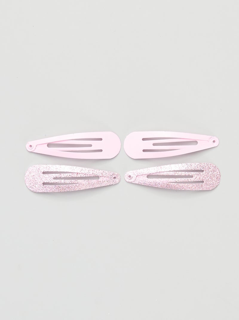 Lote de 4 ganchos com clipe Rosa - Kiabi
