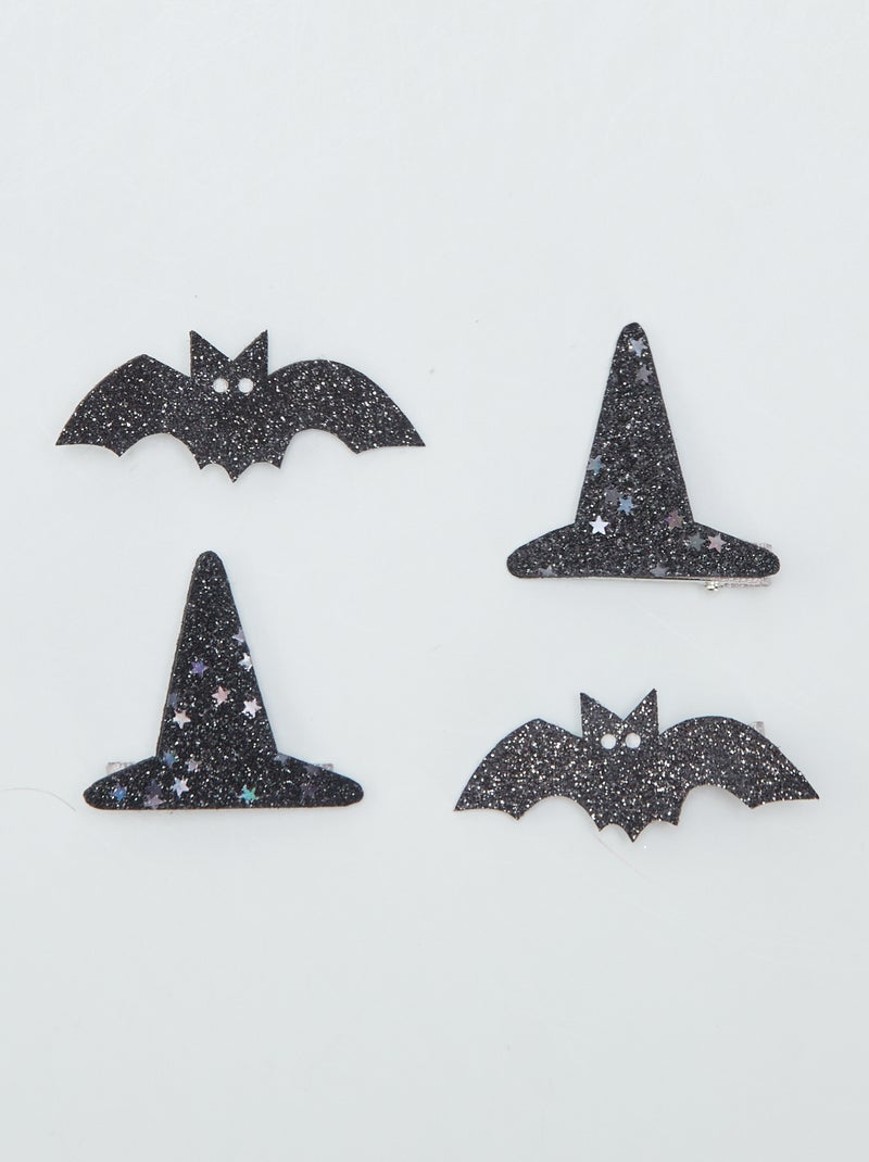 Lote de 4 ganchos crocodilo  - Halloween PRETO - Kiabi