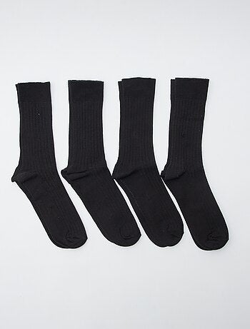 Lote de 4 pares de meias altas de malha canelada