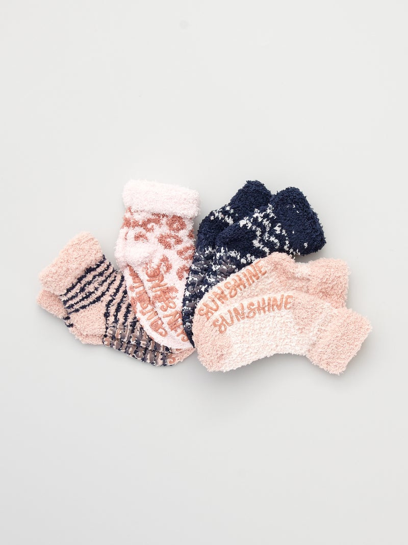 Lote de 4 pares de meias de malha borboto ROSA - Kiabi