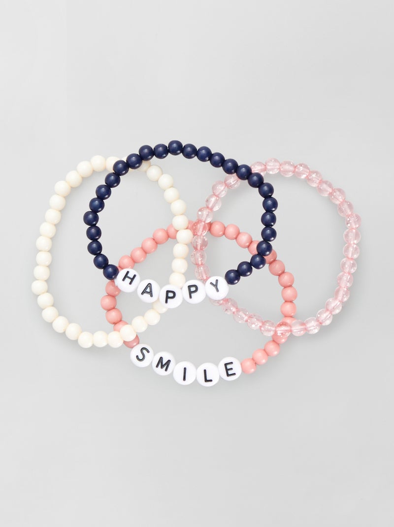 Lote de 4 pulseiras com pérolas e letras Azul - Kiabi