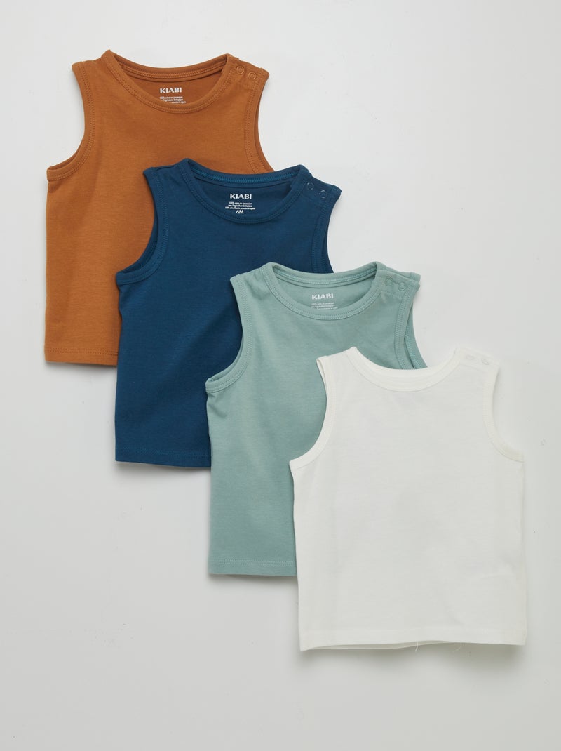 Lote de 4 t-shirt manga cava lisas LARANJA - Kiabi