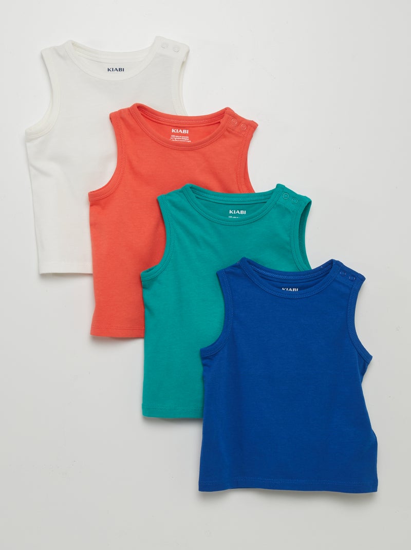 Lote de 4 t-shirt manga cava lisas ROXO - Kiabi