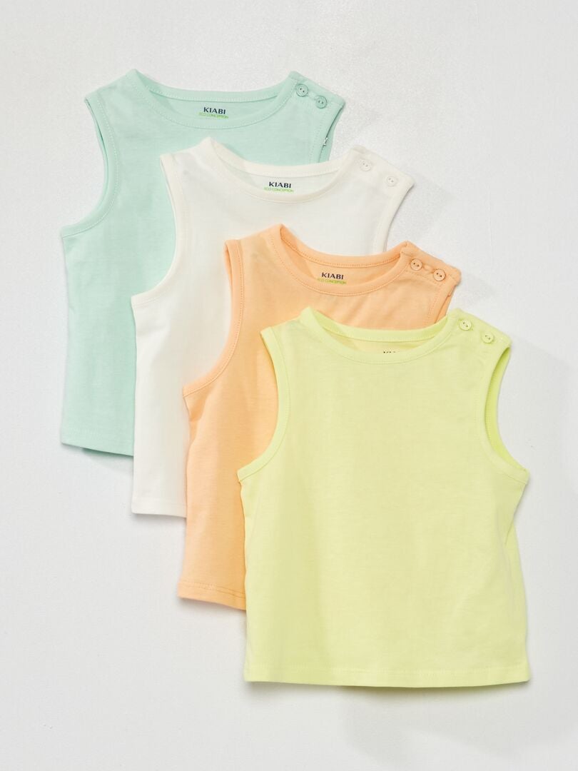 Lote de 4 t-shirt manga cava lisas VERDE - Kiabi