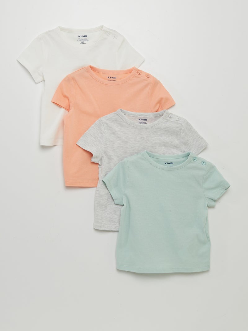 Lote de 4 t-shirts lisas LARANJA - Kiabi