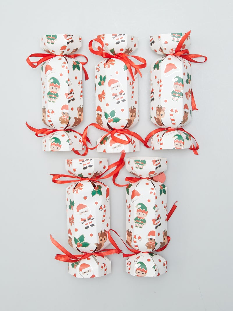 Lote de 5 crackers surpresas de Natal BRANCO - Kiabi